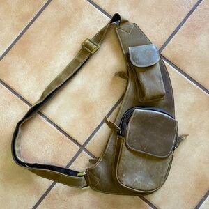 Handmade Vintage Genuine Leather Messenger Bag, Shoulder /Chest Bag, Waist Pack